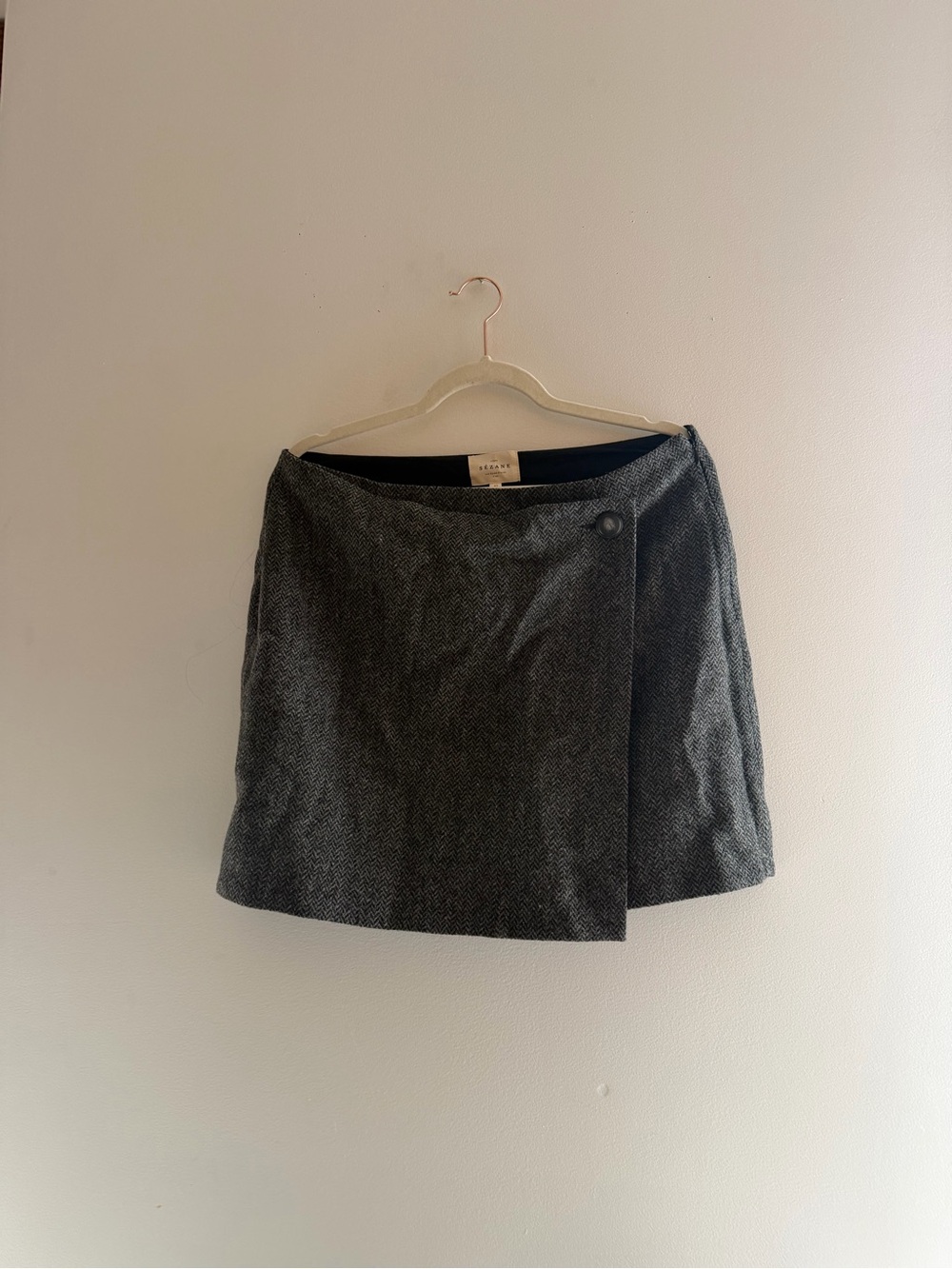 Sézane Classic Gray Wool-Blend Wrap Skirt